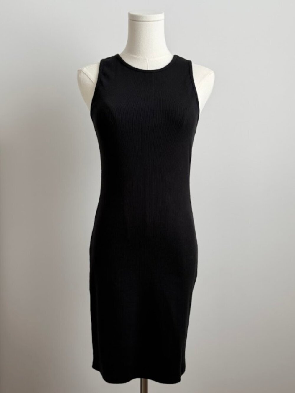 NWT Black Cotton Ribbed Knit Tank Bodycon Dress Size M